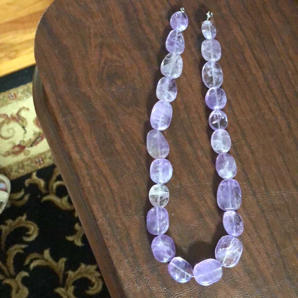 amethyst GENUINE necklace with sterling silver clasp